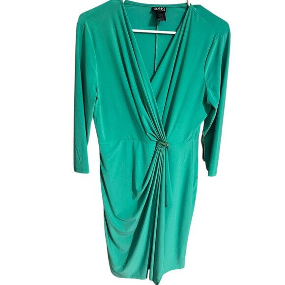 SOHO Apparel Green Twist Front Midi Dress | Size L | NWT - Picture 3 of 9
